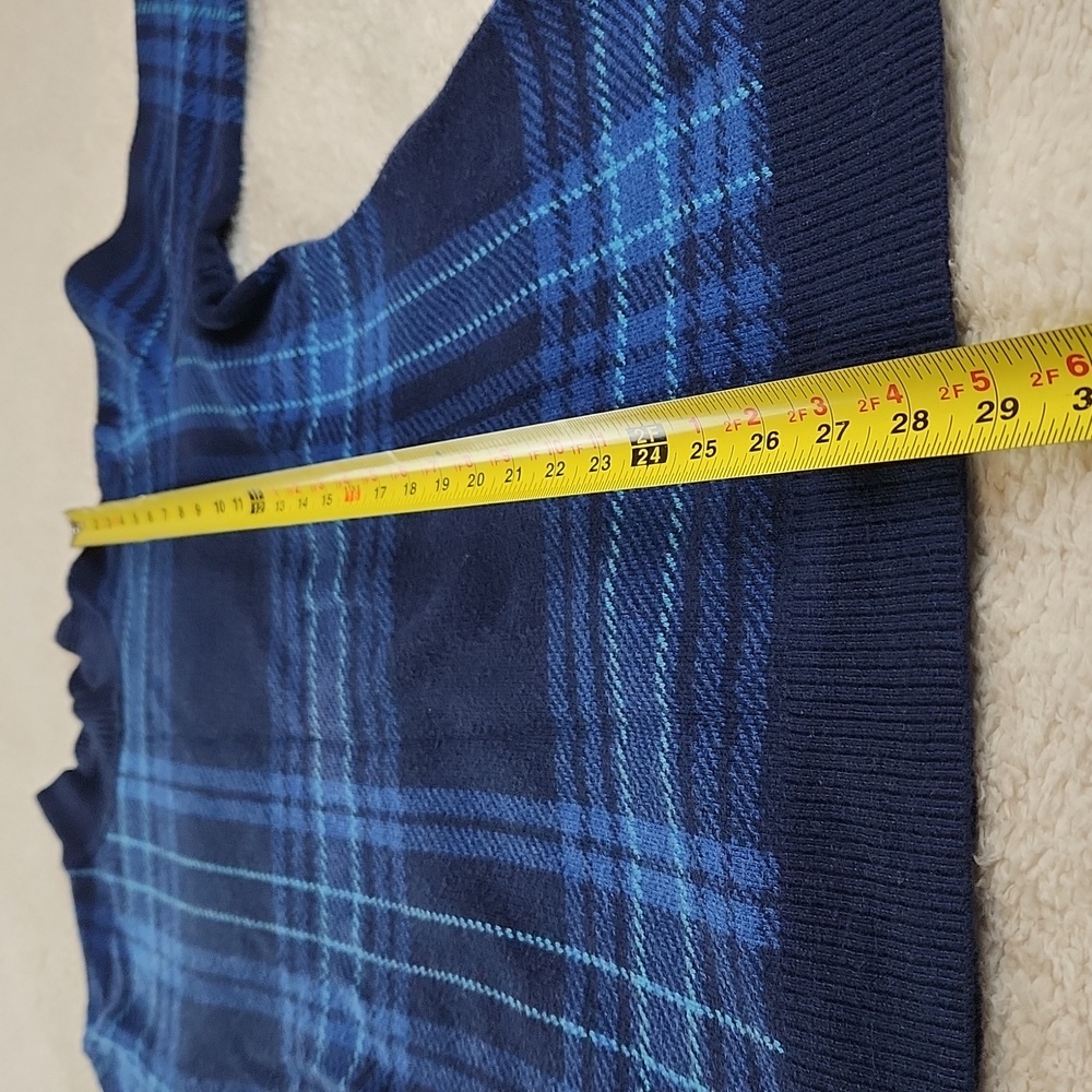 Isaac Mizrahi Live sweater dress blue plaid, feminine and classic - Picture 6 of 10